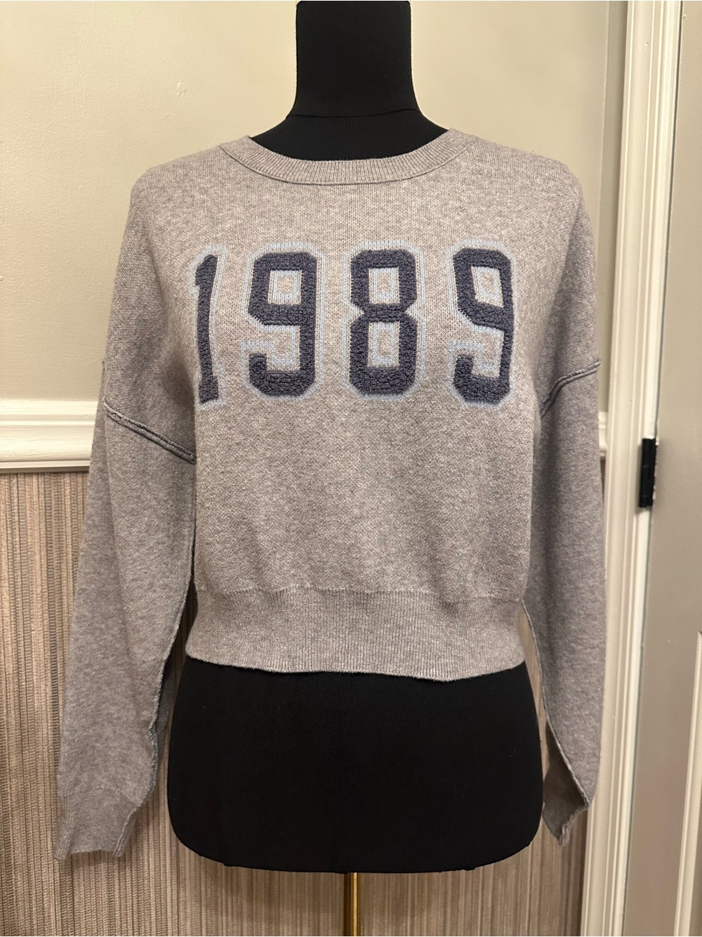 Altar’d State 1989 Varsity Sweater M Gray Taylor Swift Inspired Cropped